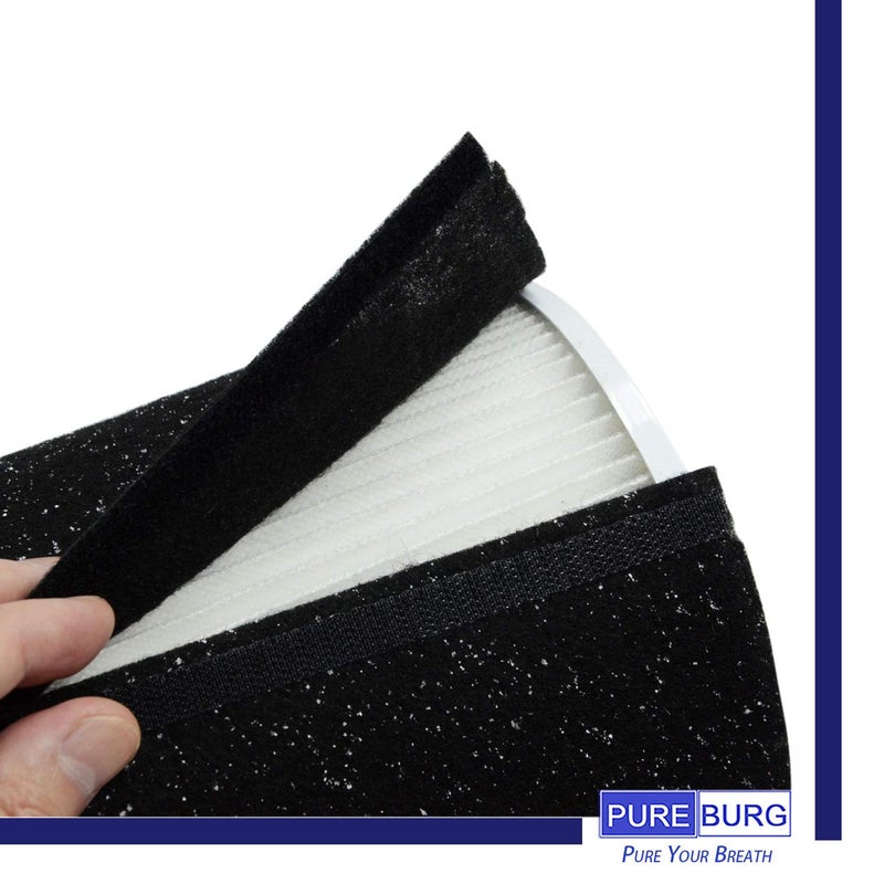 PUREBURG Replacement Filter Set Compatible with Hunter HP400 Cylindrical Tower Air Purifier,H13 True HEPA + 4 x Activated carbon Pre-Filter Air Clean Dust VOCs - Image 3